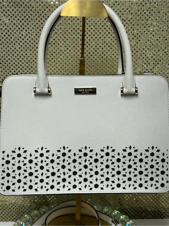 kate spade Handbags - kate spade White Laser-Cut Floral Top-Handle Satchel Approx. 11.5 x 8 x 5